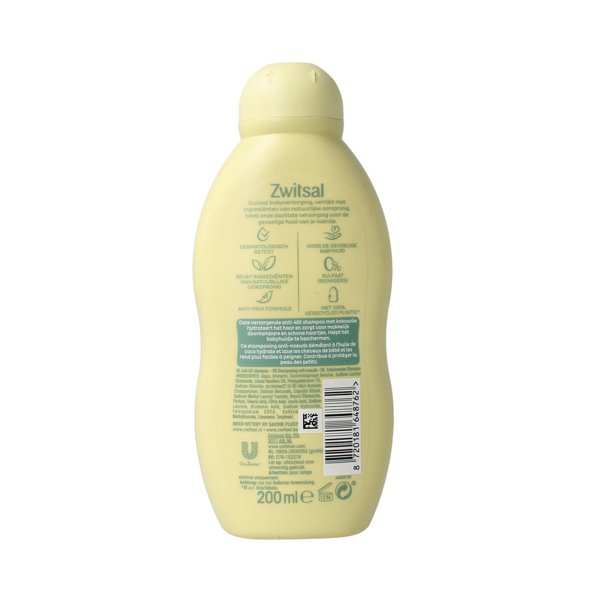 Zwitsal baby shampoo anti-klit, 200ml bottle, gentle baby and toddler hair care with soothing formula
