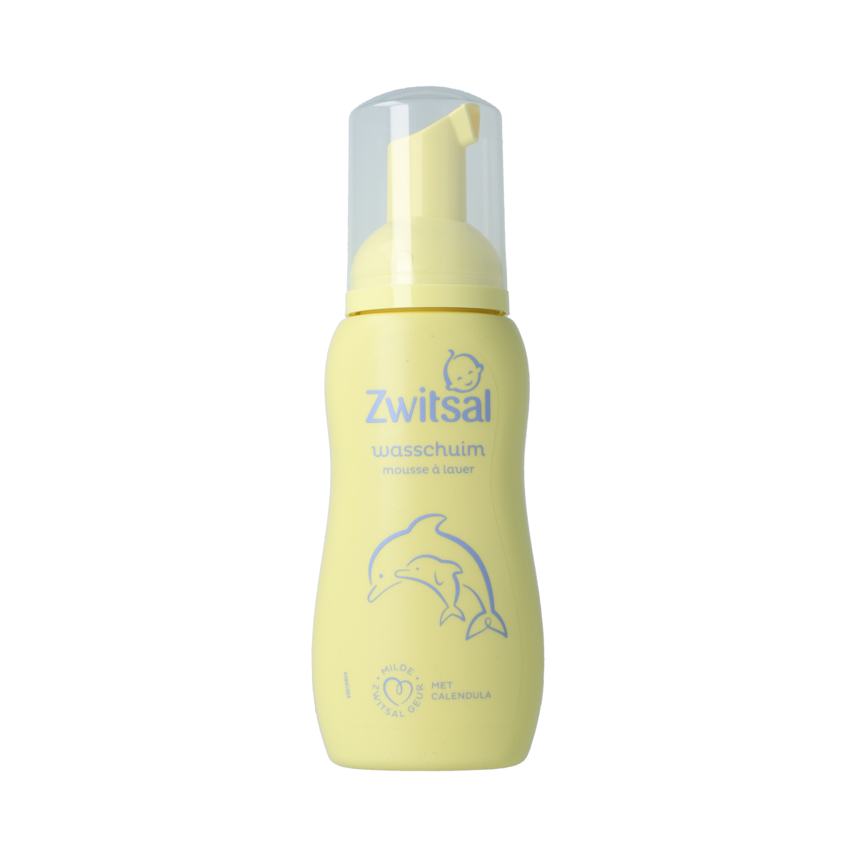 Baby and toddler care Zwitsal Wasschuim bottle with 200ml size, gentle foam for delicate skin, in a colorful packaging.