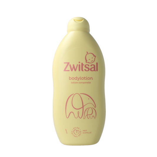 Baby and toddler Zwitsal body lotion bottle, 400ml, with soft, gentle skincare formula in a white and blue packaging.