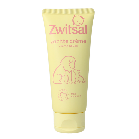 Zwitsal zachte babycrème in 100 ml tube, gentle skin care for babies and toddlers with soothing formula.