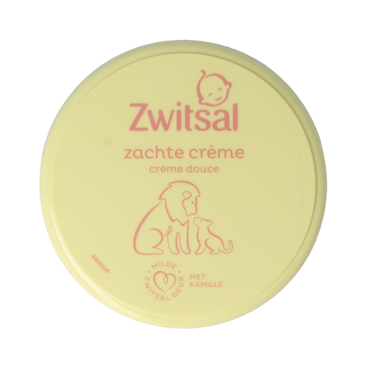Baby Zwitsal Zachte crème in a 200ml pot, gentle moisturizer for delicate skin, part of Zwitsal baby and toddler care products.
