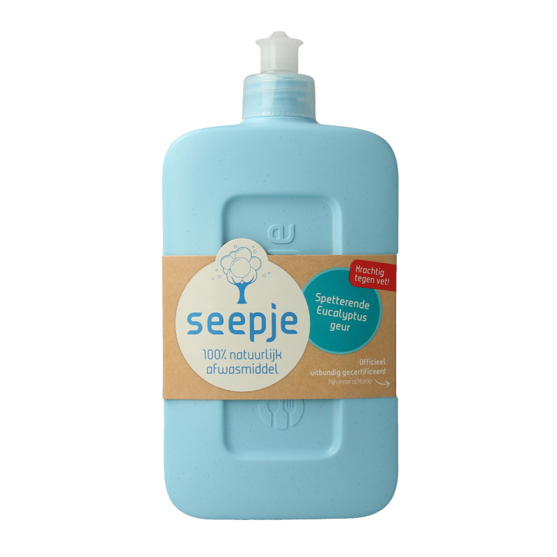 Seepje eucalyptus dish soap in a 500ml bottle, natural cleaning product with fresh eucalyptus scent for effective dishwashing.
