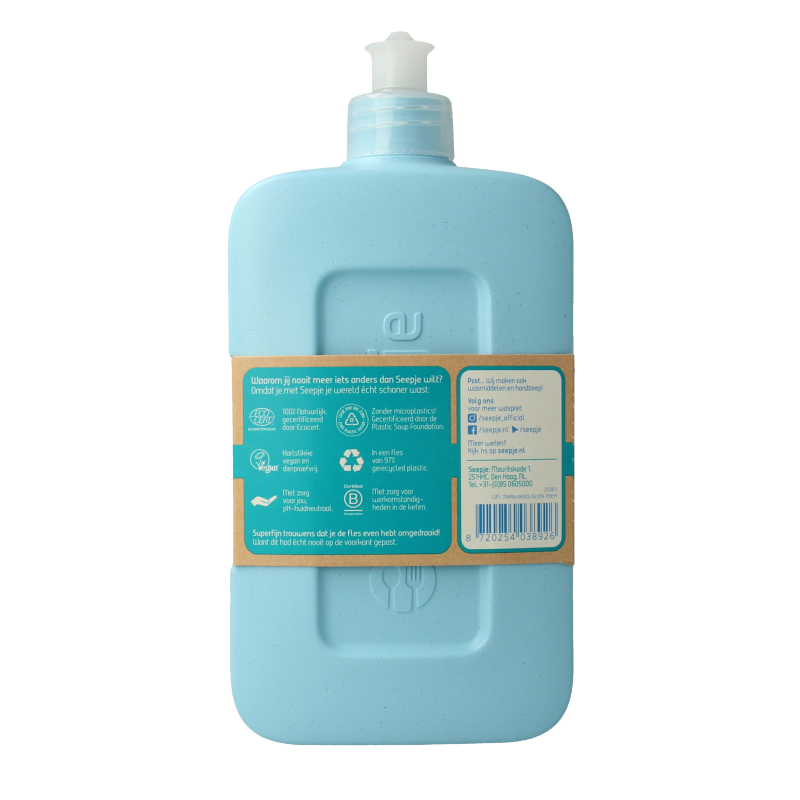 Seepje eucalyptus dish soap bottle with 500ml capacity, natural afwasmiddel for effective dish cleaning.