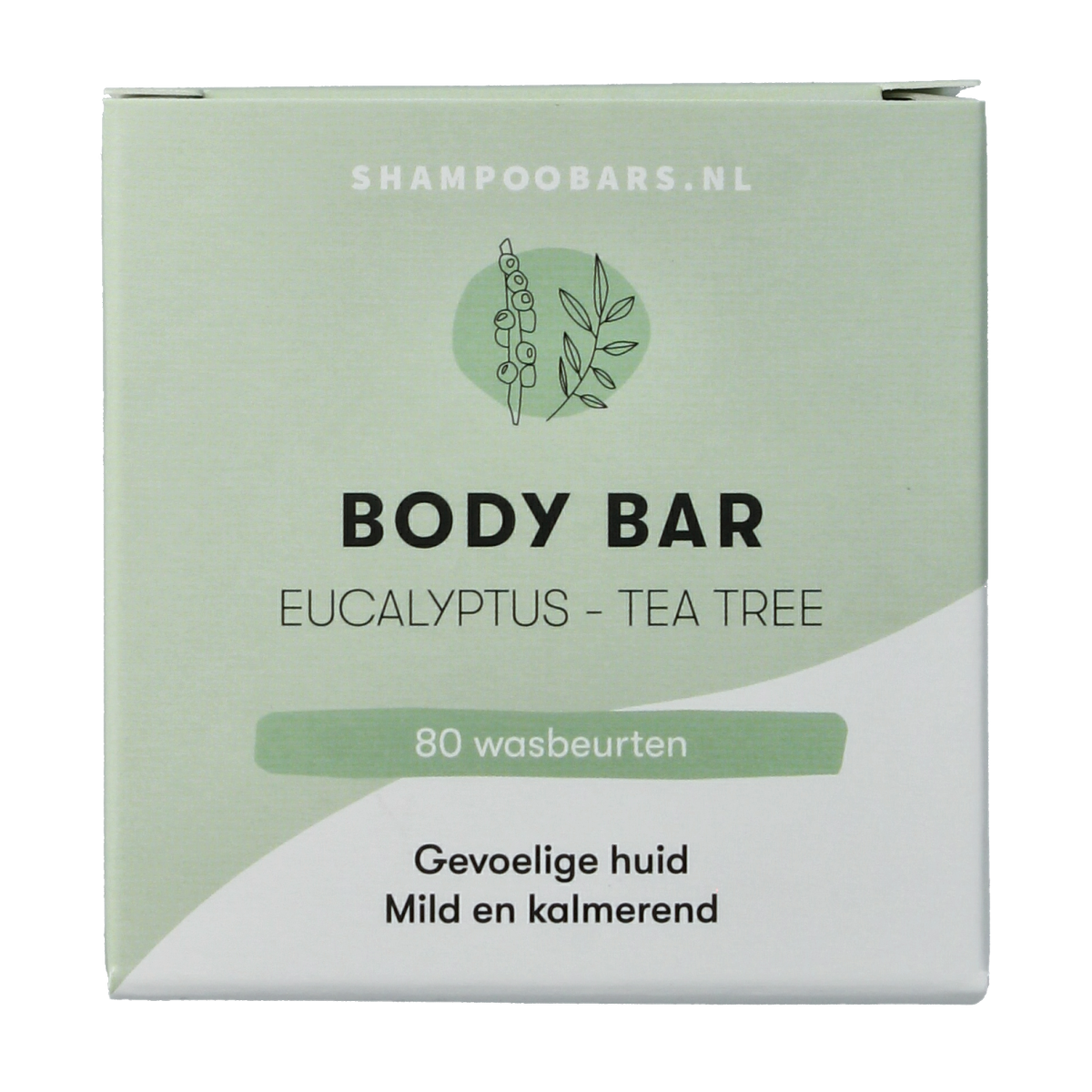 Shampoobars eucalyptus and tea tree body bar, 60g, natural skincare product for cleansing and refreshing the skin.