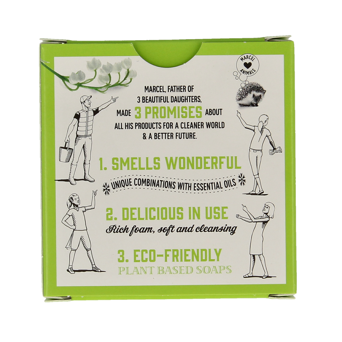 Marcel's Green Soap conditioner bar with tonka and muguet, 60g, natural hair care product in a recyclable packaging.