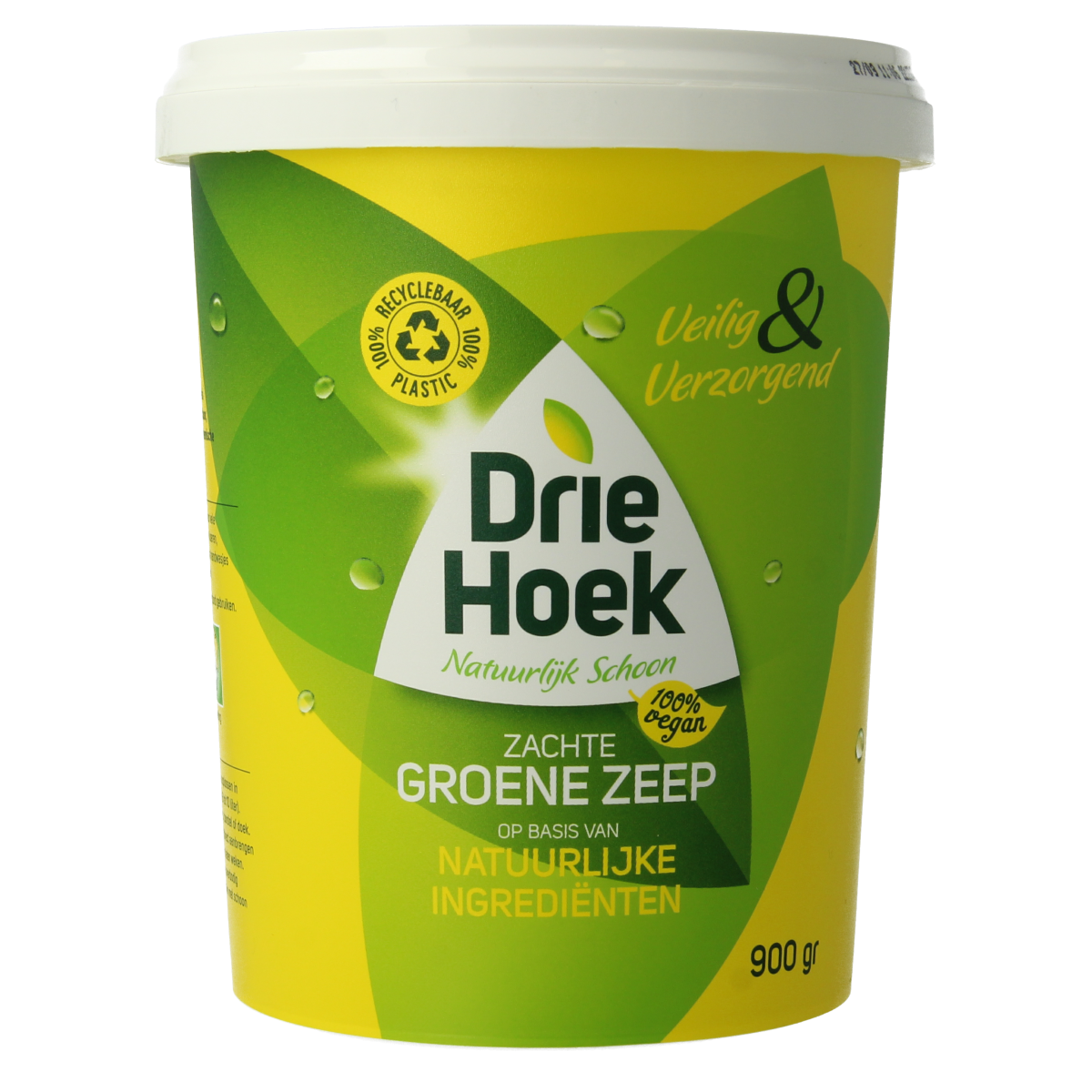 Driehoek Zachte Zeep 900g bottle, a cleaning product with a minimalist label, designed for gentle household cleaning.