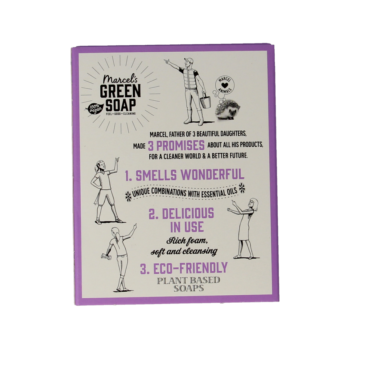 Marcel's Green Soap lavender and rosemary hand soap bar, 90g, natural hand skincare product with aromatic herbal scent.