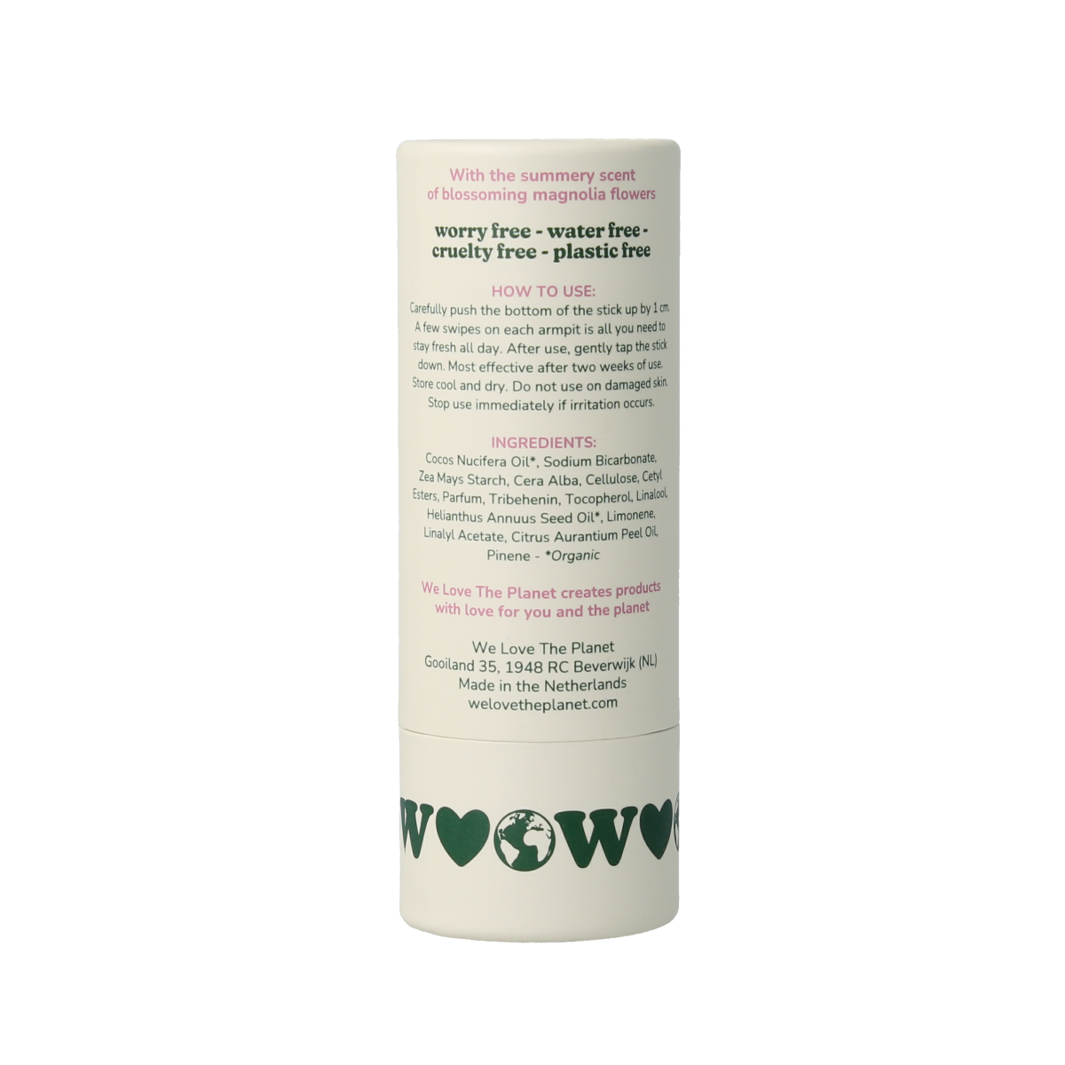 We Love The Planet Chic Magnolia deodorant stick, 40g, featuring a natural floral scent and eco-friendly packaging.