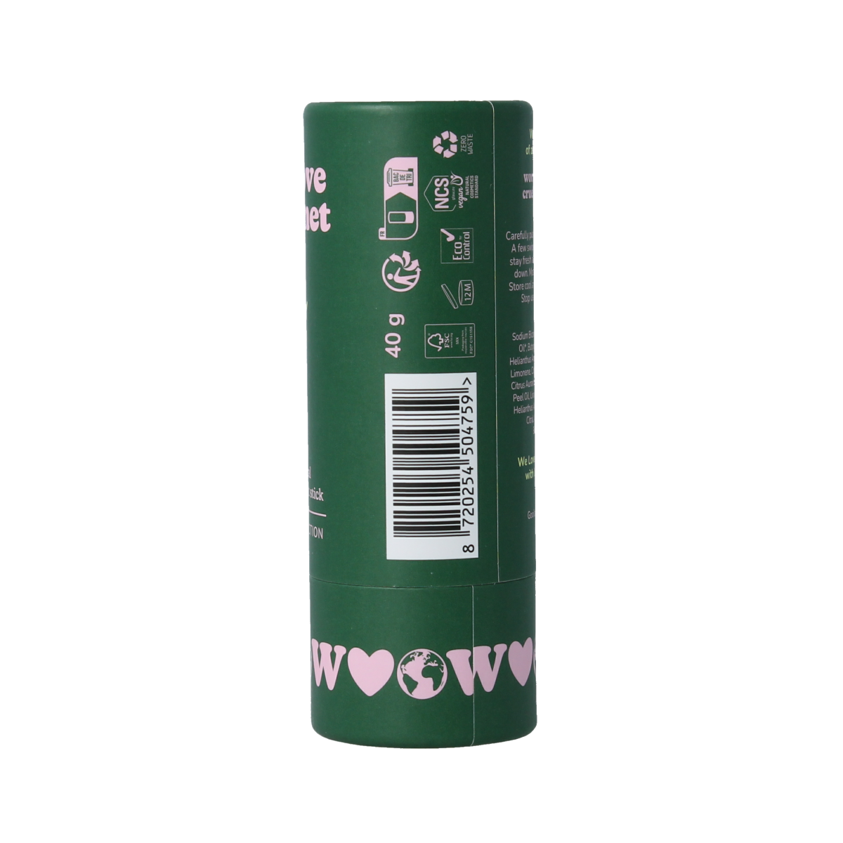 We Love The Planet Zesty Lime Deodorant Stick in 40g, natural deodorant with fresh lime scent, eco-friendly packaging.
