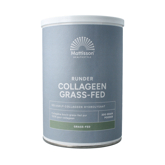 Mattisson Solugel collagen amino acids in 300g package, grass-fed, natural supplement for skin and joint health.
