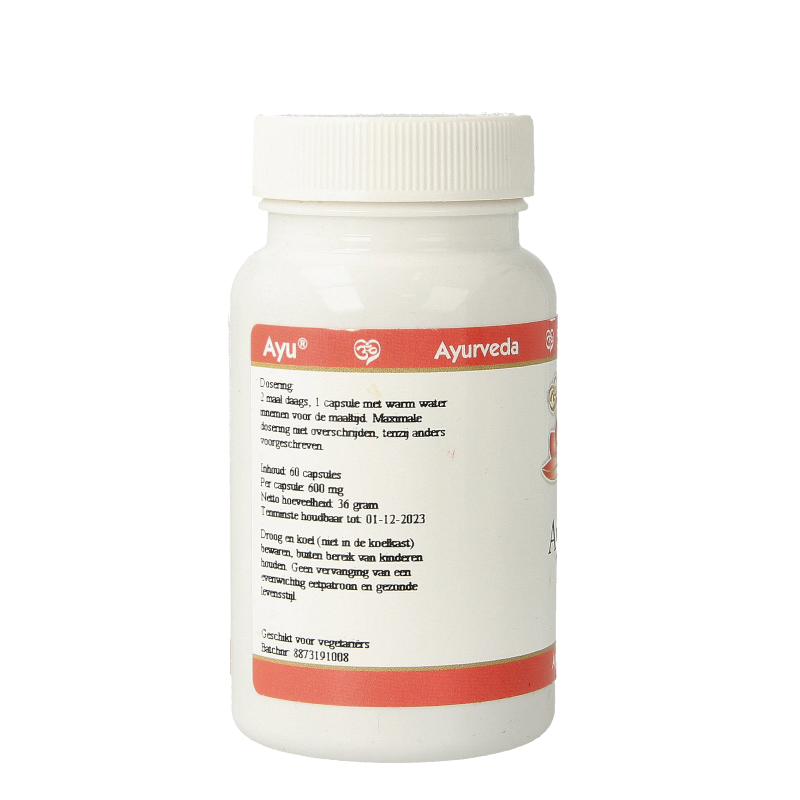 Ayurveda BR Brainfit vegetarian herbal capsules in a bottle, dietary supplement for cognitive support and mental clarity.