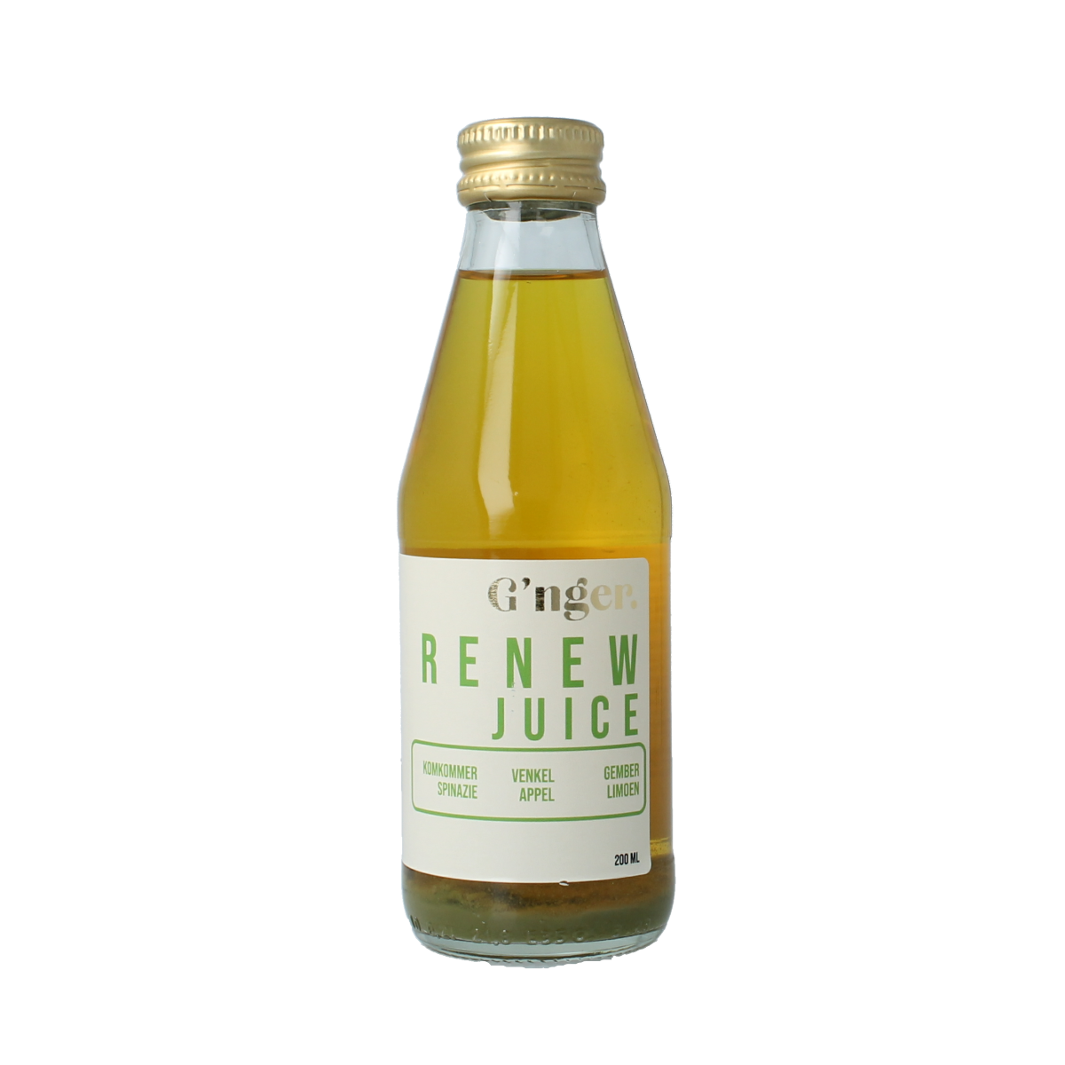 G'nger Renew groentesap with 61% vegetables in a 200ml bottle, natural vegetable juice from G'nger brand.