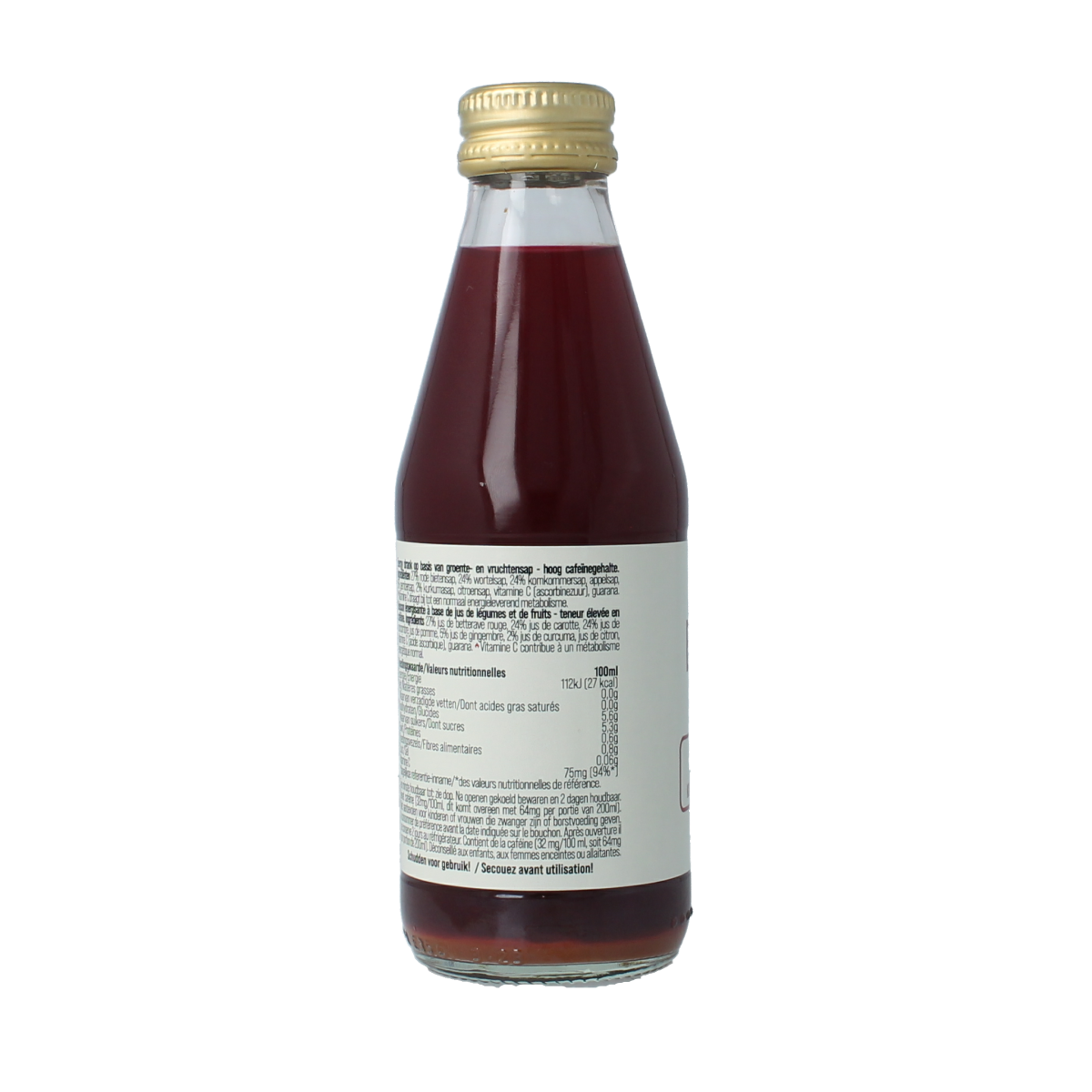 G'nger Energy vegetable juice with guarana in 200ml bottle, featuring fresh green vegetables and energy-boosting ingredients.