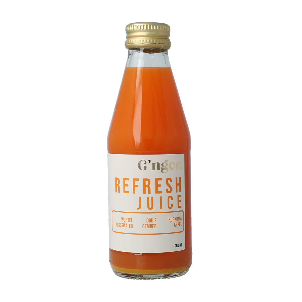 G'nger Refresh groentesap with 47% vegetables in a 200ml bottle, natural vegetable juice from G'nger.