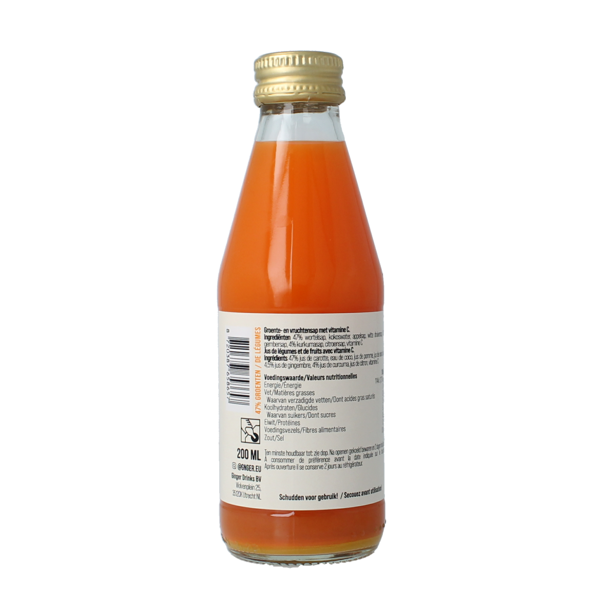 G'nger Refresh groentesap with 47% vegetables in a 200ml bottle, natural vegetable juice from G'nger brand.