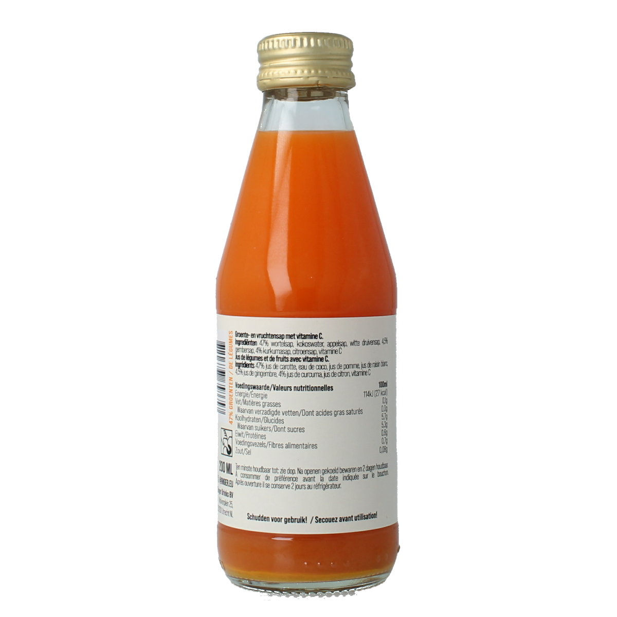 G'nger Refresh groentesap with 47% vegetables in 200ml bottle, healthy vegetable drink from G'nger brand.