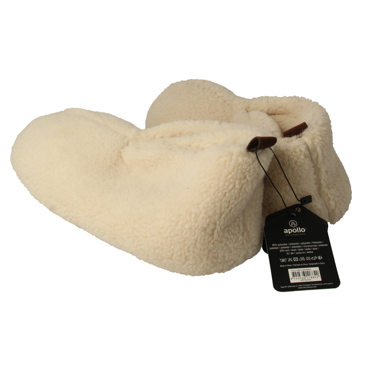 Apollo Slof dames teddy slippers in off-white, size 39/40, cozy indoor footwear with plush material for comfort.