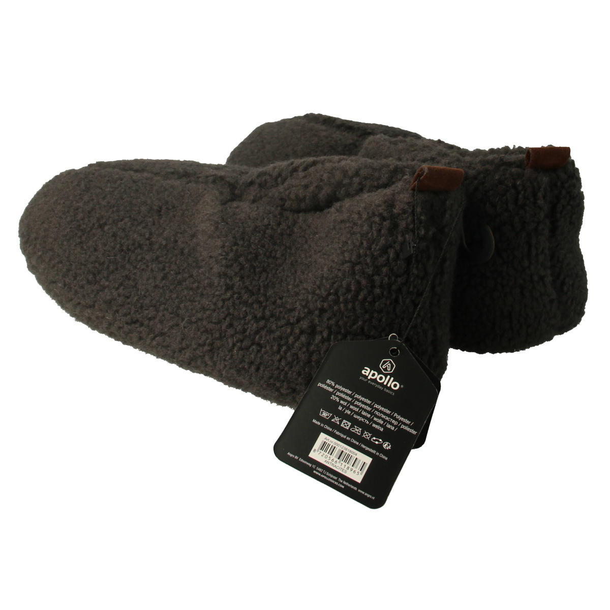 Apollo Slof dames teddy slippers in antraciet color, size 37/38, pair of cozy indoor footwear.