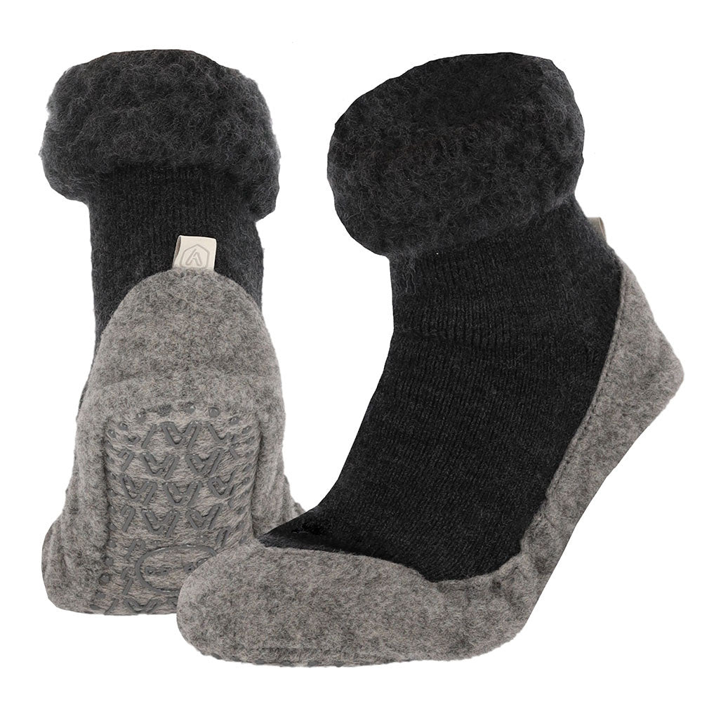 Apollo Huisslof anti-slip slippers in anthracite, size 37/38, pair with soft fabric and non-slip soles for indoor comfort.