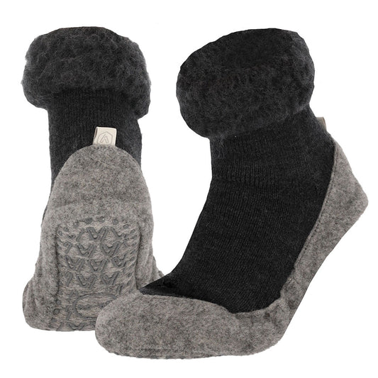 Apollo Huisslof anti-slip slippers in anthracite, size 37/38, pair with soft fabric and non-slip soles for indoor comfort.