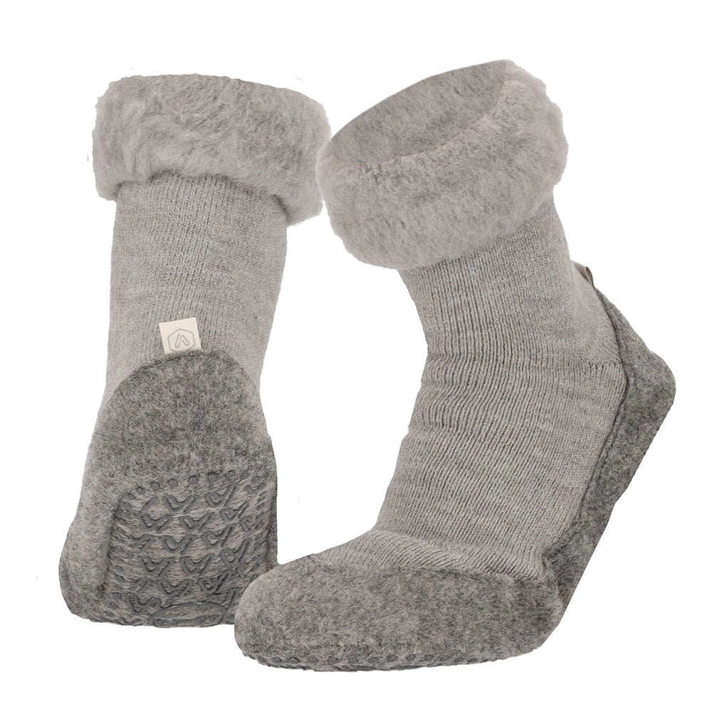 Apollo Huisslof wol anti-slip grijs slippers for men, size 45/46, with non-slip soles, comfortable wool slippers.