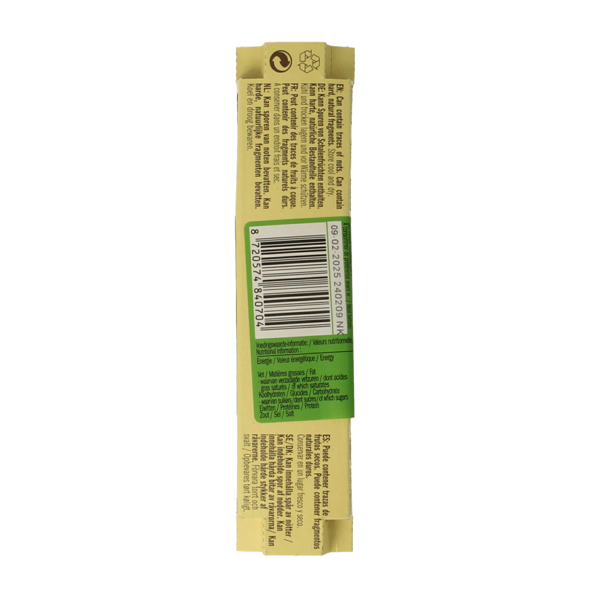 Lovechock Nutty Kiss organic chocolate snack in 40g package, showing the nut-filled, dark chocolate confection.