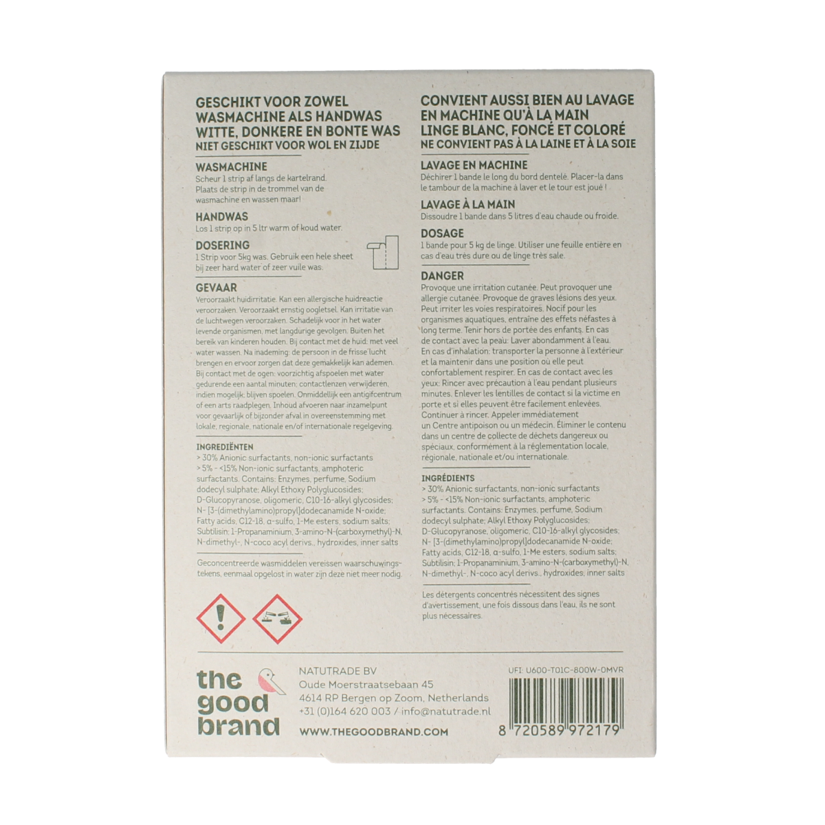 The Good Brand Wasstrips laundry detergent strips, 64 count, eco-friendly cleaning product shown in the image.