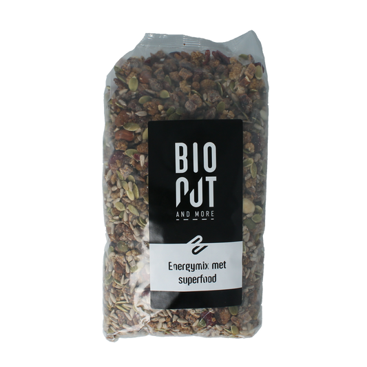 Bionut Energymix superfood snack mix in a 1kg bag, featuring a blend of organic superfoods and healthy ingredients.
