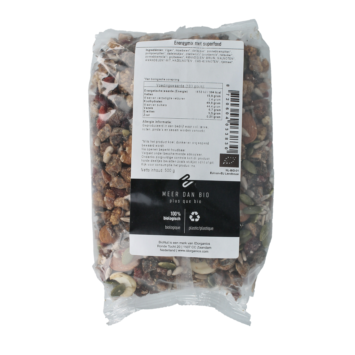Bionut Energymix superfood bio in 500g package, raw superfoods with natural, nutrient-rich ingredients for healthy energy boost