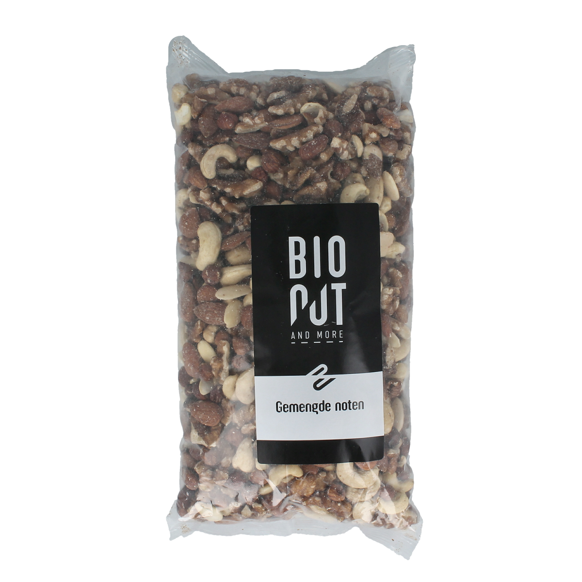 Bionut organic mixed nuts without Brazil nuts, raw superfoods, 1 kilogram, close-up of assorted raw nuts in a bowl