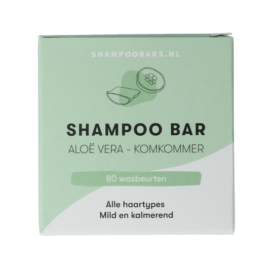 Shampoobars Aloe Vera & Komkommer shampoo bar, 60g, natural Haarverzorging product with fresh aloe vera and cucumber ingredients.