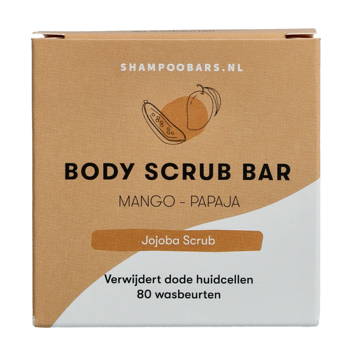 Shampoobars Mango & Papaya body scrub bar, 60g, natural Lichaamsverzorging with vibrant mango and papaya ingredients.