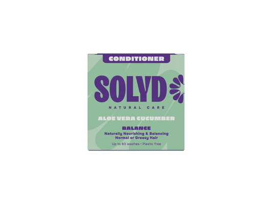Solyd aloe vera cucumber conditioner bar for hair care, 45g, natural shampoo alternative with fresh aloe and cucumber ingredients.