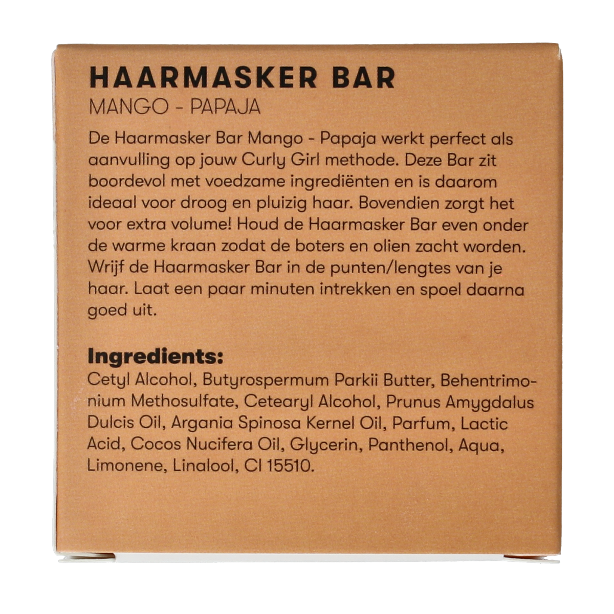 Shampoobars Haarmasker bar with mango and papaya, 45g, natural hair care product, featuring fresh fruit ingredients.