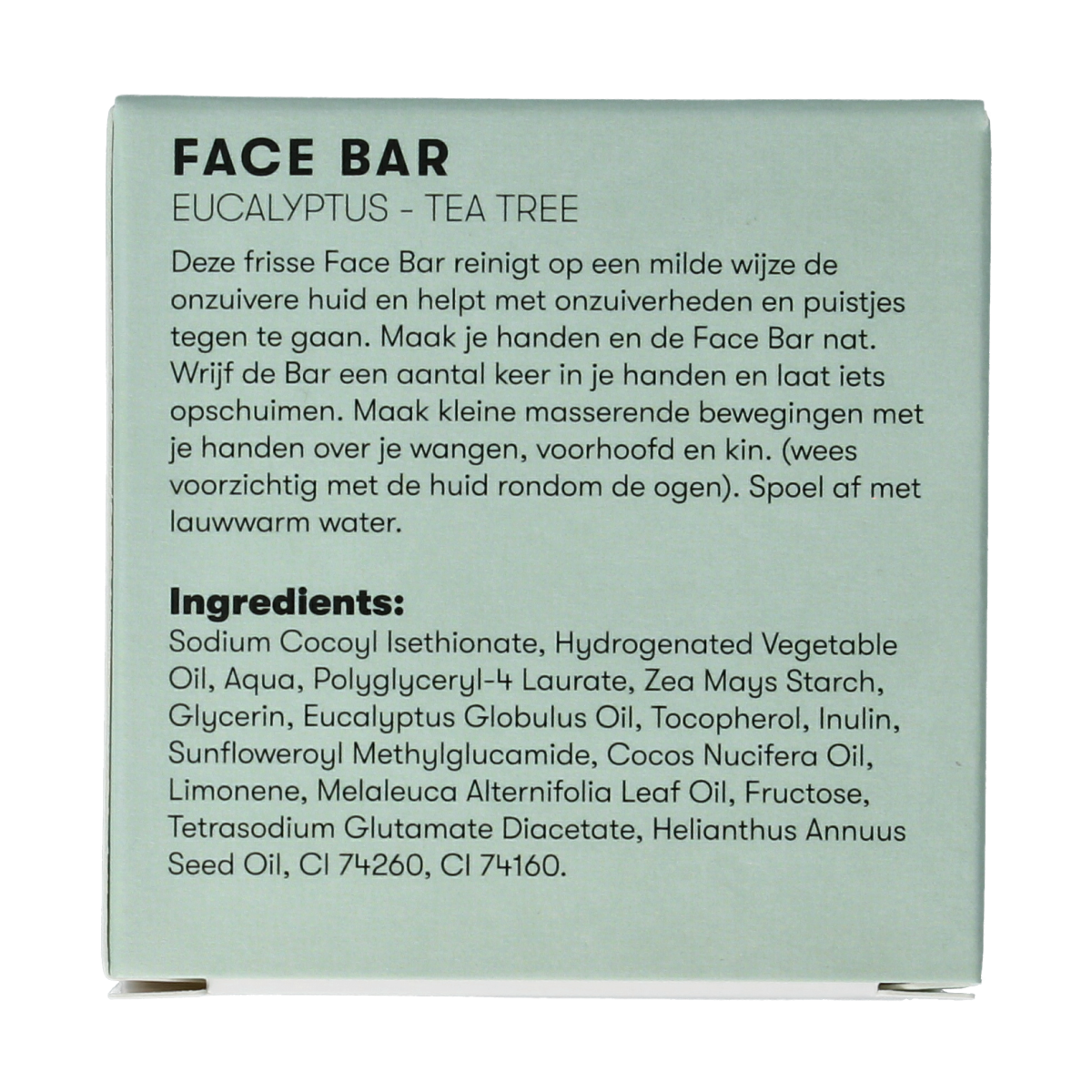 Shampoobars face bar with eucalyptus and tea tree, 60g, natural facial skincare product with herbal ingredients.