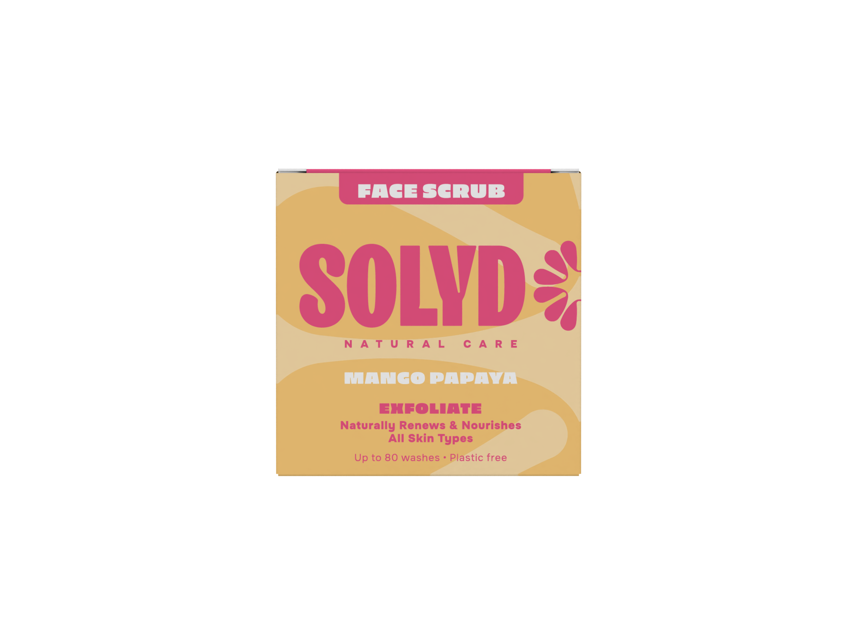 Solyd Mango Papaya Face Scrub Bar 60g, natural skincare product with mango and papaya ingredients for exfoliation.
