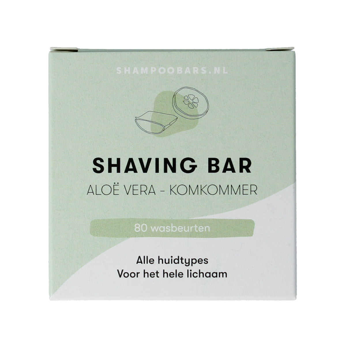 Shampoobars aloe vera and cucumber shaving bar, 60g, featuring natural ingredients for smooth shaving and skin care.