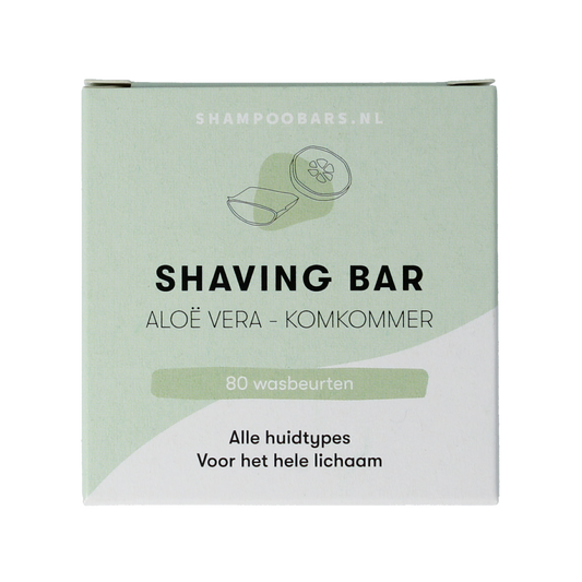 Shampoobars aloe vera and cucumber shaving bar, 60g, featuring natural ingredients for smooth shaving and skin care.