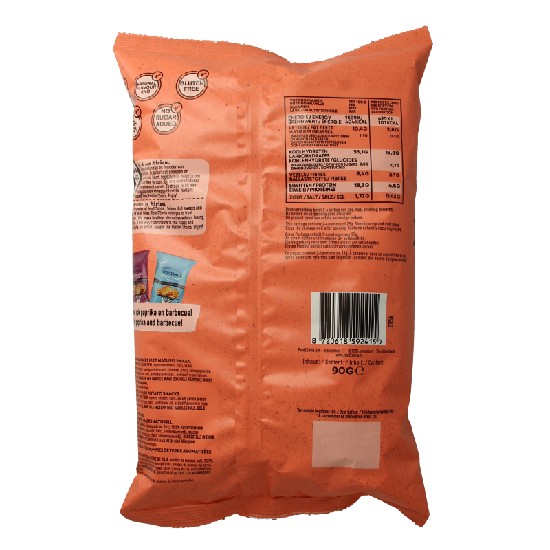 Food2Smile Popped Chips Classic with Salt, 90g, crispy snack in a bright package, ideal for light munching