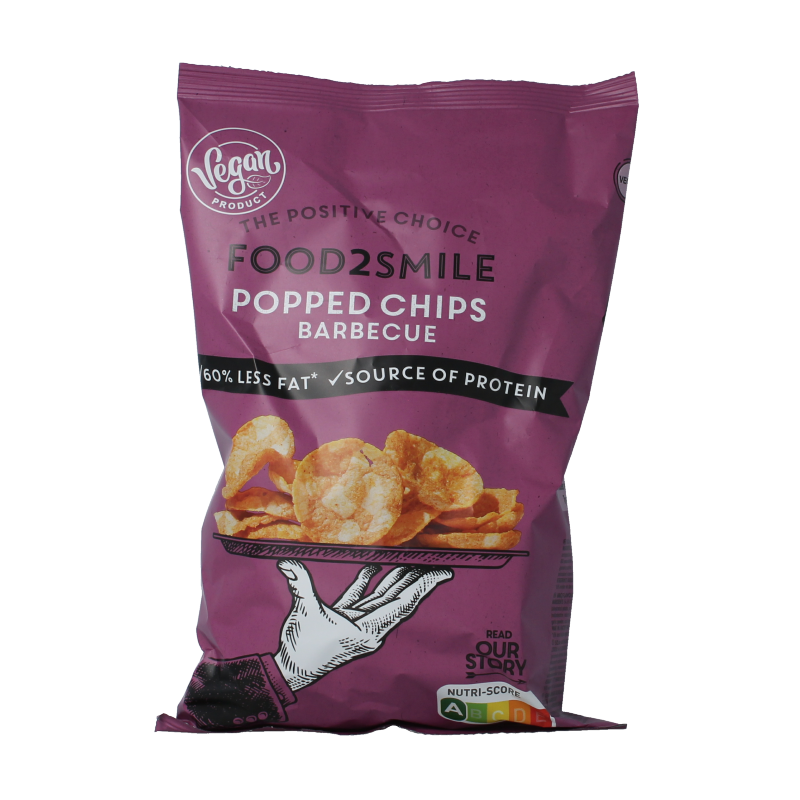 Food2Smile barbecue popped chips in a 90g bag, crispy chips with a smoky barbecue flavor, perfect snack for any occasion