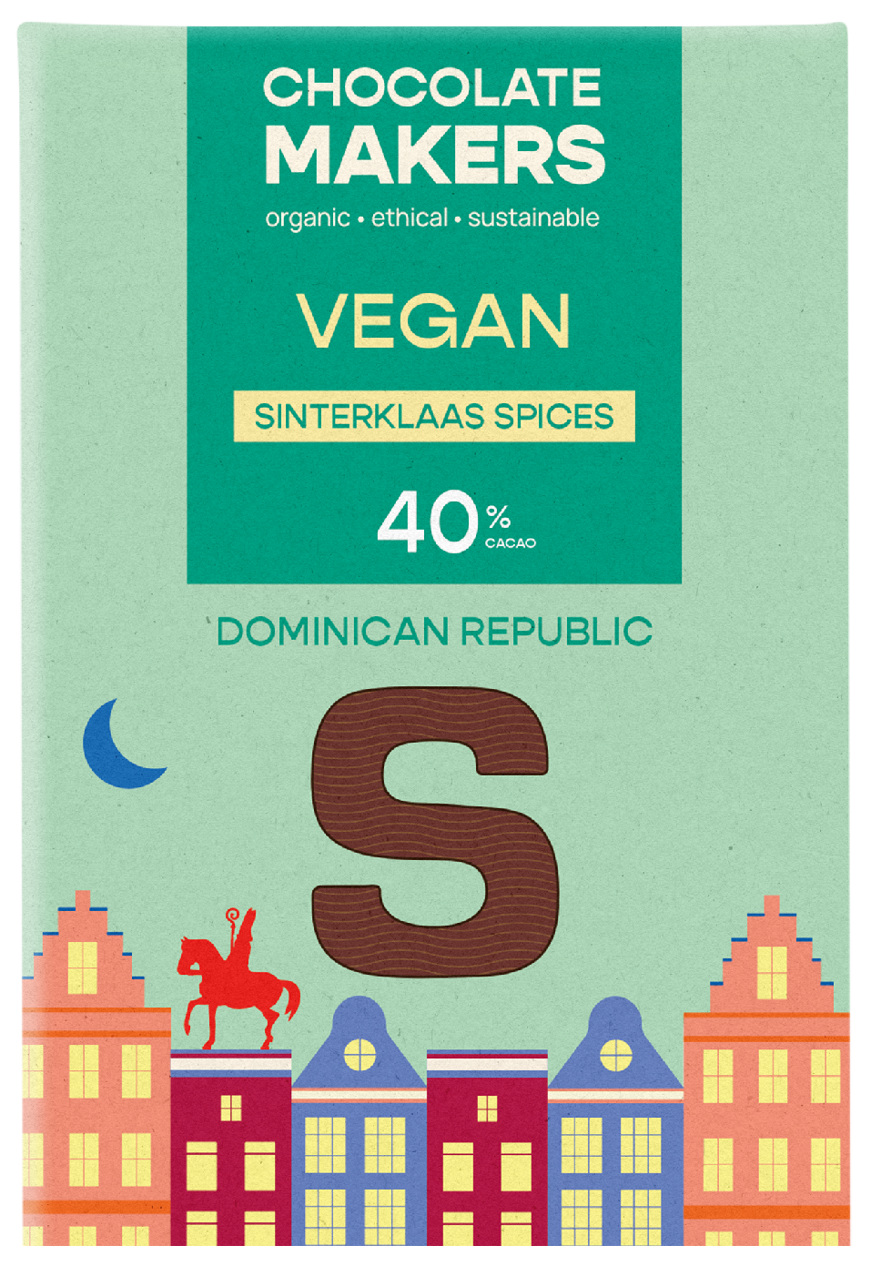 Chocolatemakers Sintletter melk vega bio chocolate bar, 100g, with smooth milk and vegan ingredients, wrapped in eco-friendly packaging.