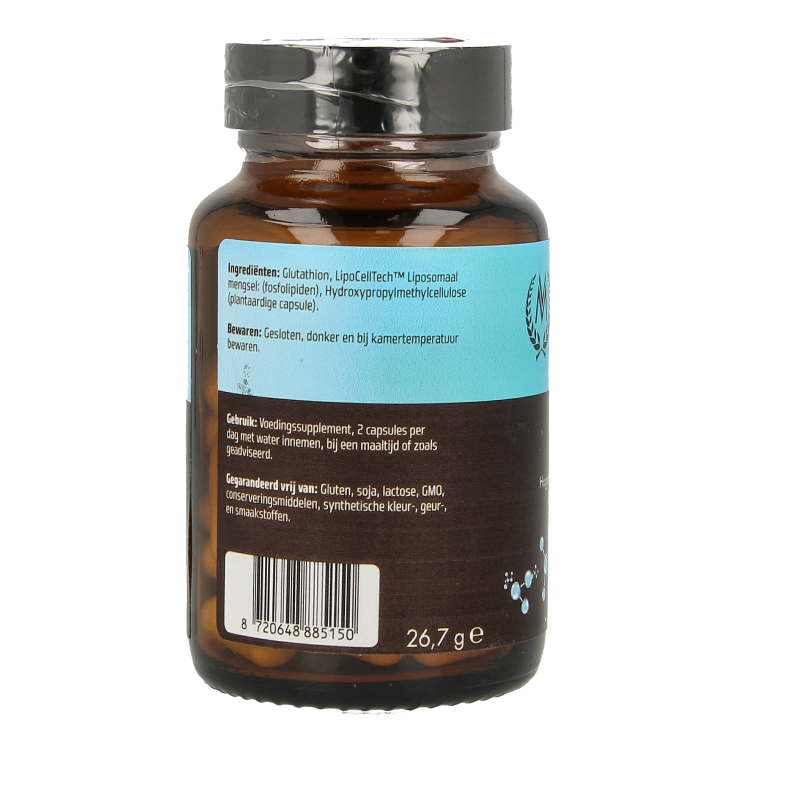 Vitamunda Glutathion 60 capsules in a blister pack, herbal supplement from the Kruidenpreparaten brand, with white and green packaging