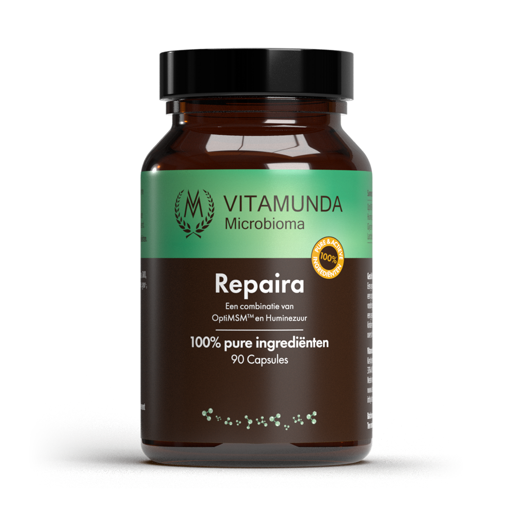 Vitamunda Repaira mineralen multi capsules in a bottle, dietary supplement for overall health and wellness.