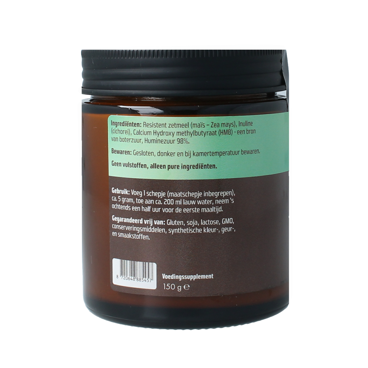 Vitamunda Prebiotica micro-organisms supplement in a 150g container, showing the product label and packaging details.
