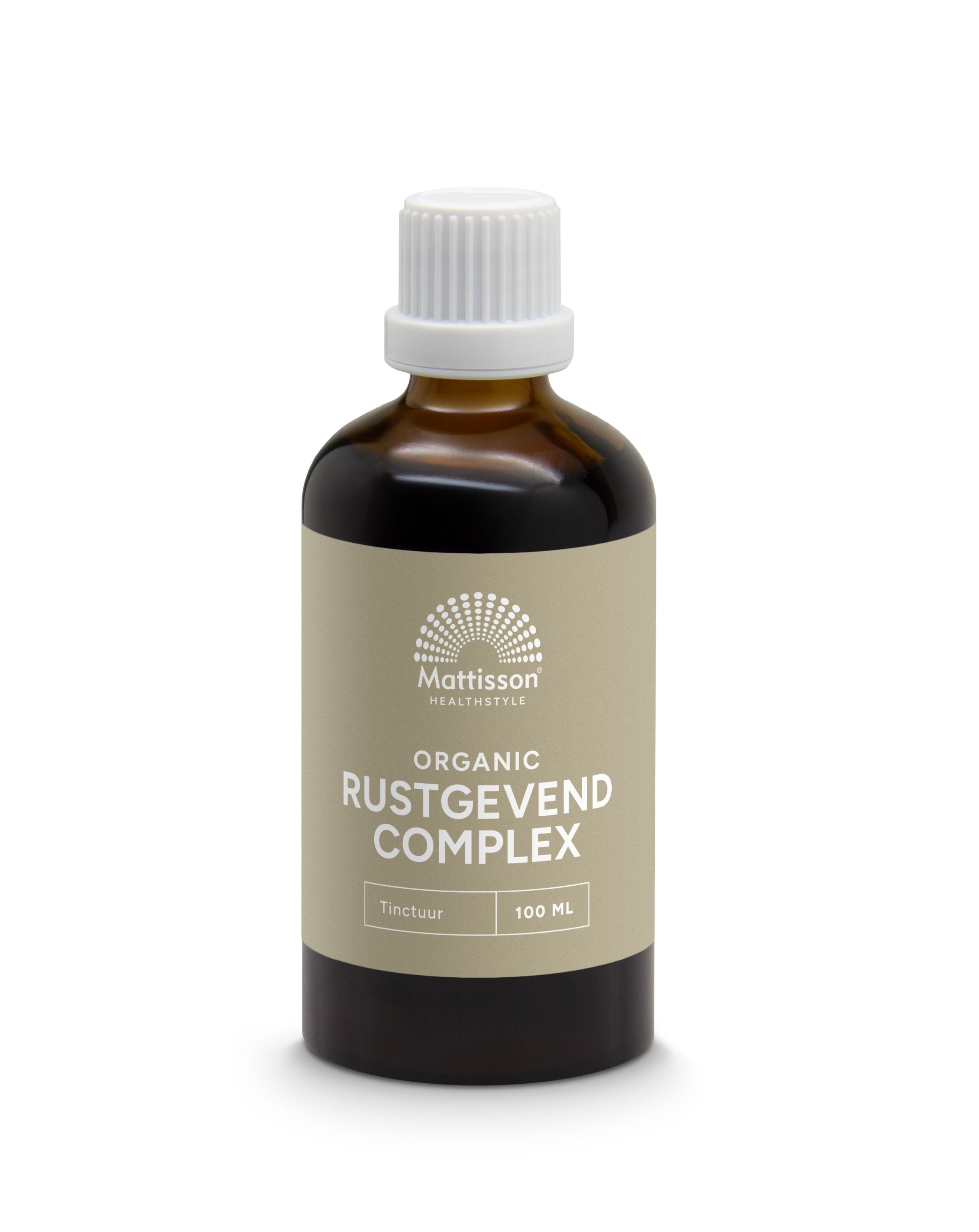 Mattisson Organic relax complex tincture in 100ml bottle, herbal preparation for calming and relaxation.