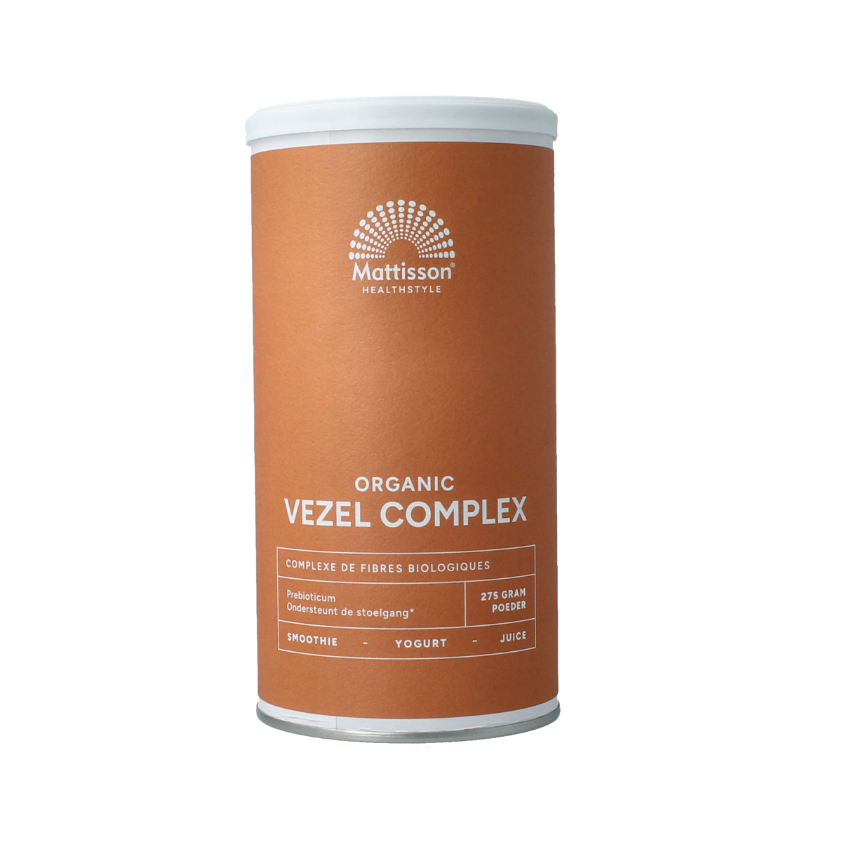 Mattisson Vezel complex bio herbal supplement in a 275g container, featuring natural herbs for wellness and health support.