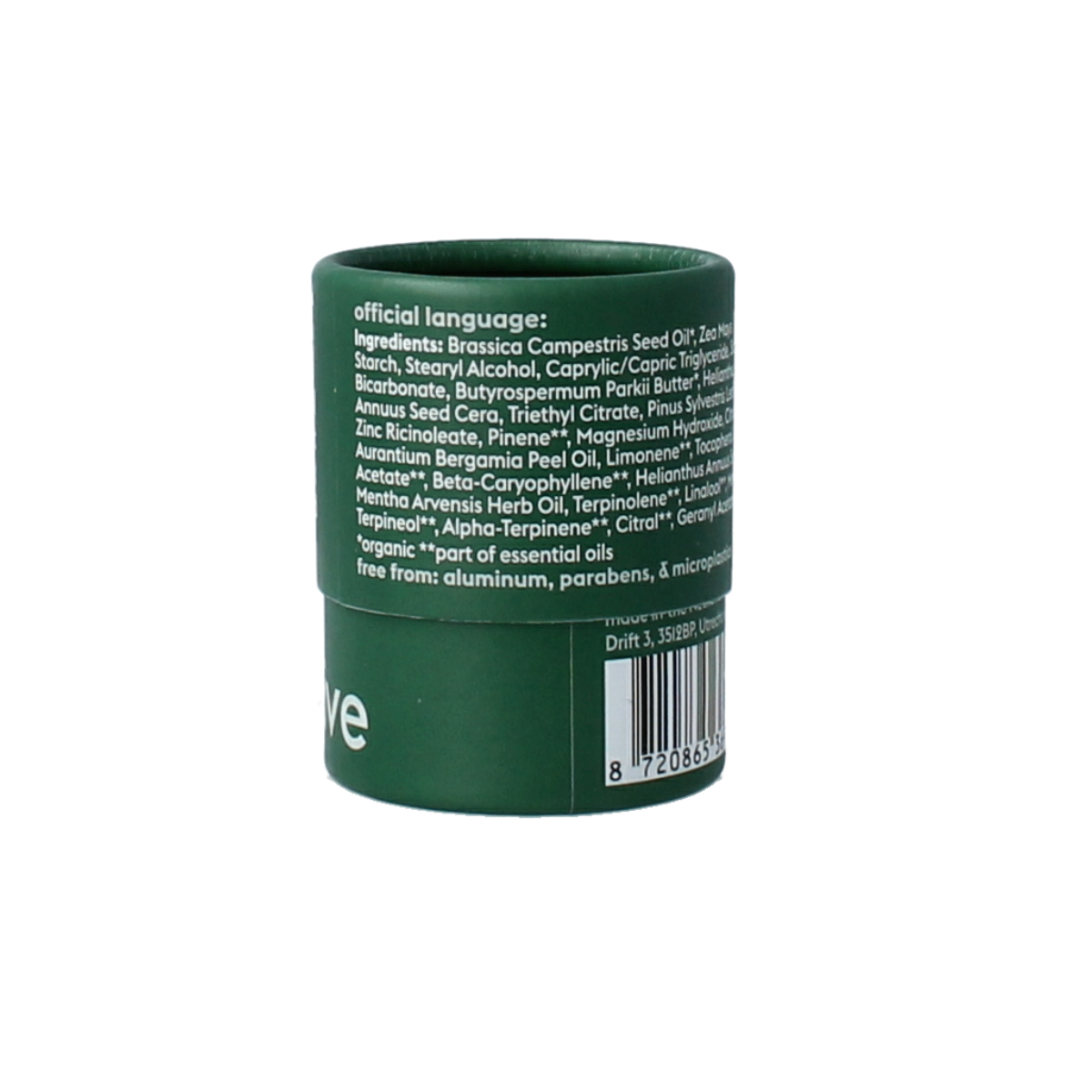 Lekker Company Deodorant refill be active 40g, natural deodorant with fresh scent, in a compact, eco-friendly container.