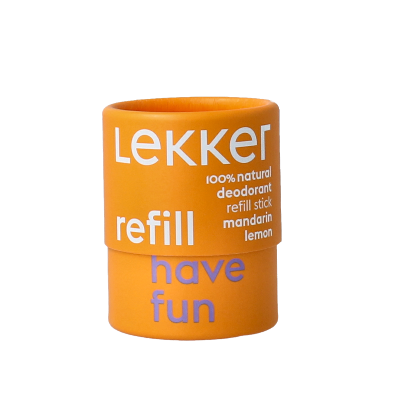 Lekker Company Deodorant refill have fun, 40 grams, natural deodorant in a compact container with colorful label design.