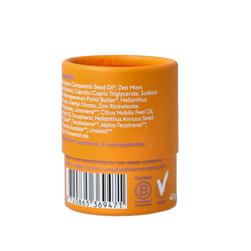 Lekker Company Deodorant refill have fun 40g, natural deodorant stick with colorful packaging and fresh scent, designed for everyday use.