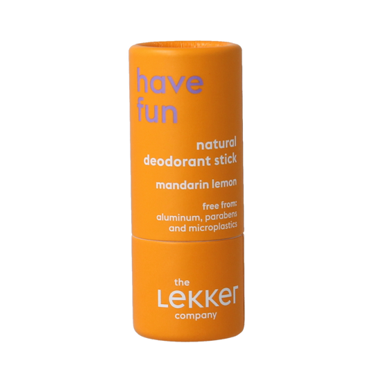 Lekker Company travel deodorant stick, 8g, compact deodorant for on-the-go freshness shown in the image.
